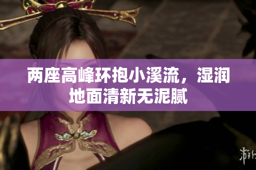 两座高峰环抱小溪流，湿润地面清新无泥腻